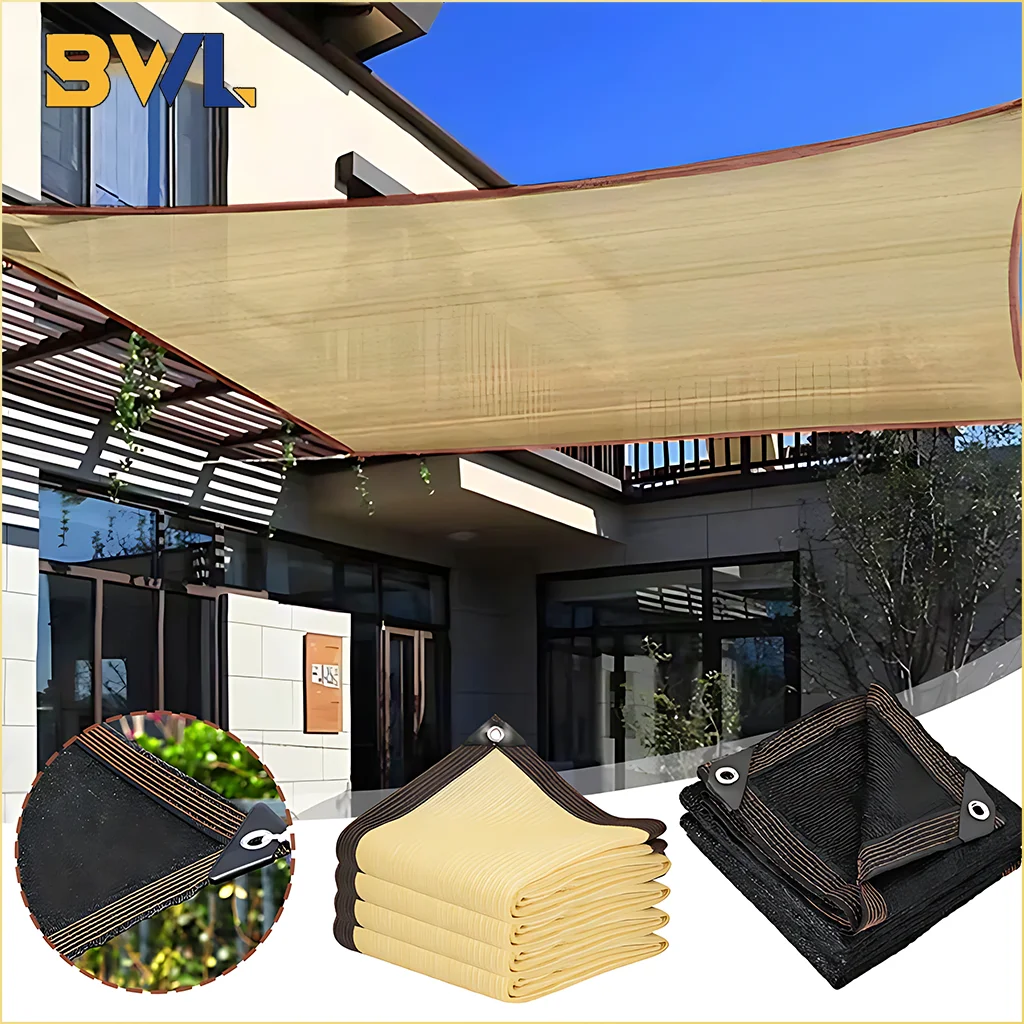 200x 400cm Summer Outdoor Shading Beige Shading Net Wrapped Perforated Shading Cloth Thickened Heat Insulation Net Shading Net