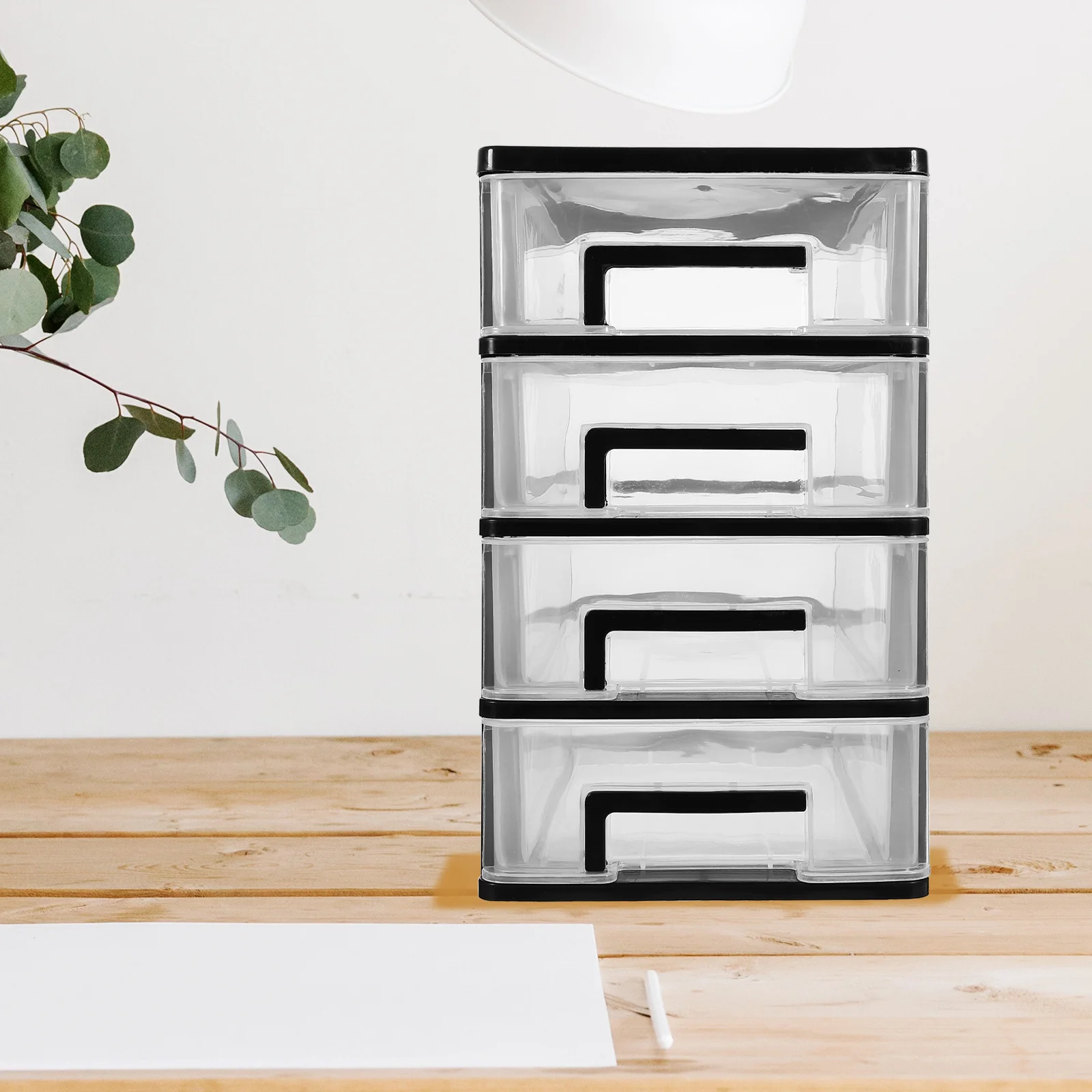 4 طبقات شفافة سوداء سطح المكتب درج نوع صندوق تخزين البلاستيك مستحضرات التجميل المنظم فرشاة للمكياج حامل 4-Tier أحمر الشفاه #6