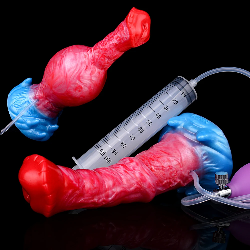 NNSX Fantasy Squirting Monster Dildo Inflatable Big Knot Anal Plug Buttplugs Knotting Dildo Sex Toy for Women Anal Vaginal Play