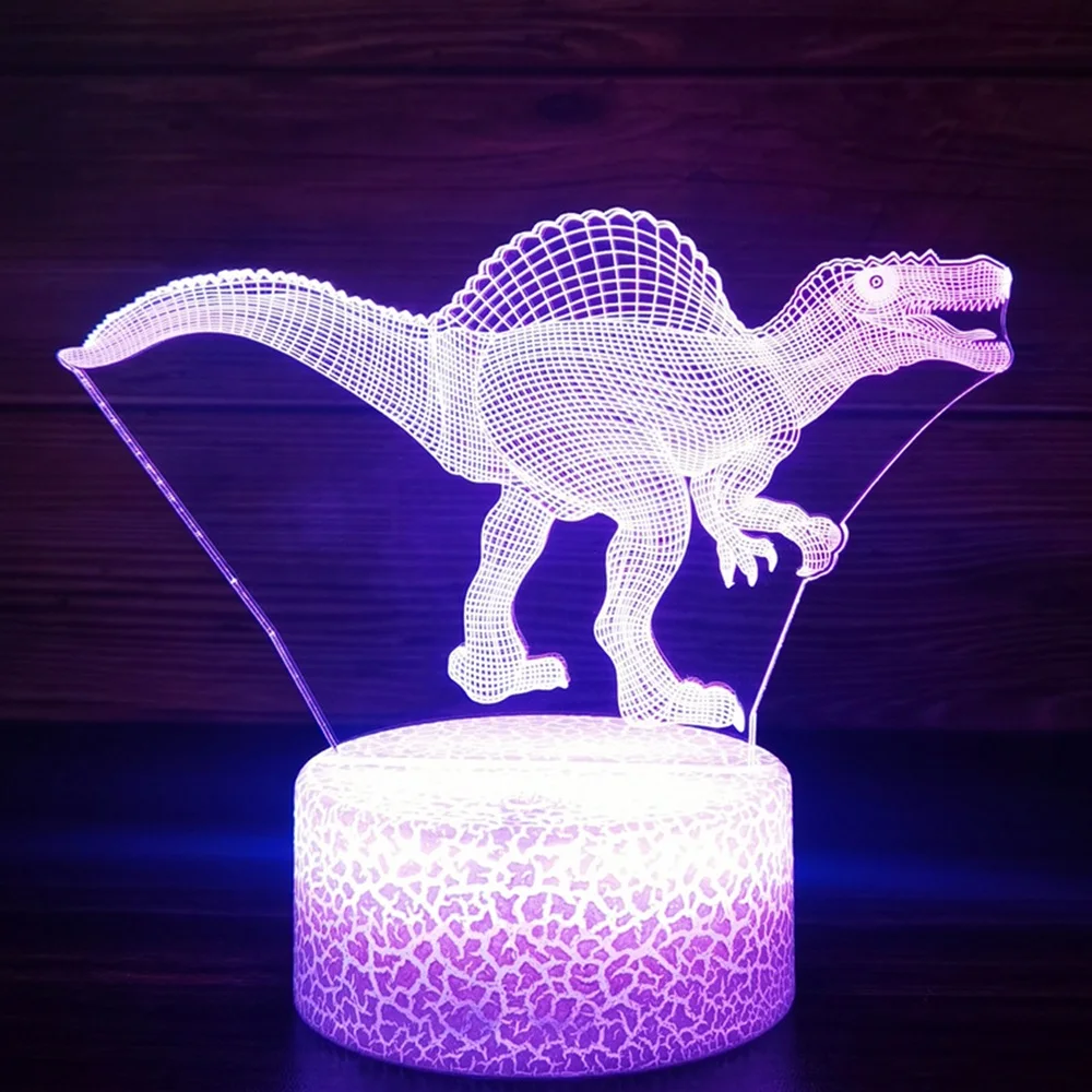 3D Cute Dinosaur Night Light Kids LED Dino Lamp Lovely USB Acrylic Glasses Table Nightlight for Children Gift Lamp Bedroom Decor view 6