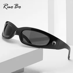 RUOBO Luxury Brand Moon Punk Fashion Rectangular Sunglasses For Women's Hip Hop Trend Decorative Sun Glasses UV400 Oculos De Sol