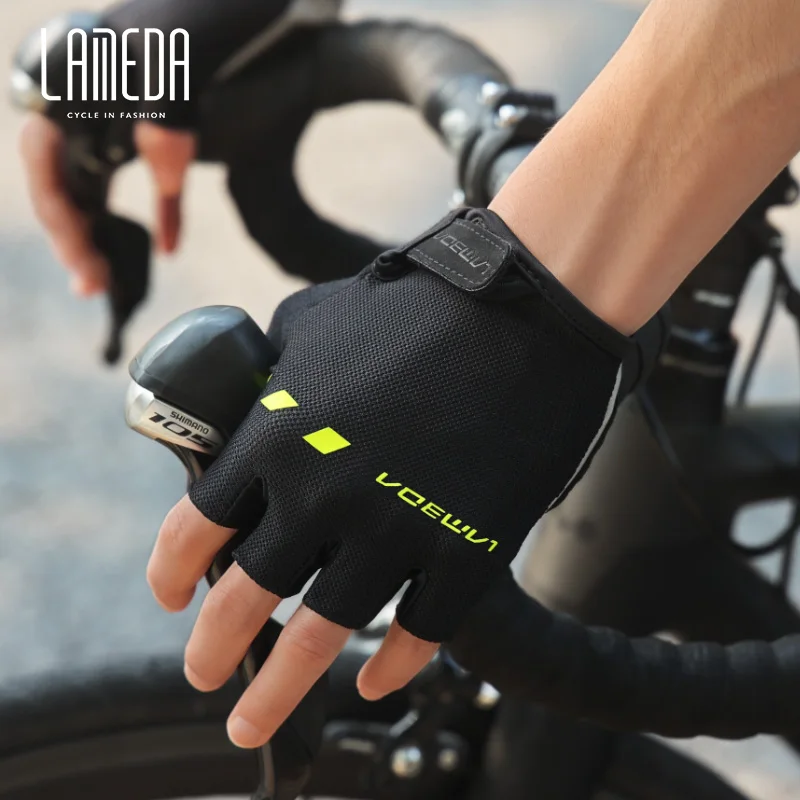 LAMEDA Cycling Gloves Half-finger Summer Men Women Cushioning Breathable Shock Absorption Short-finger MTB Road Bike Accessories