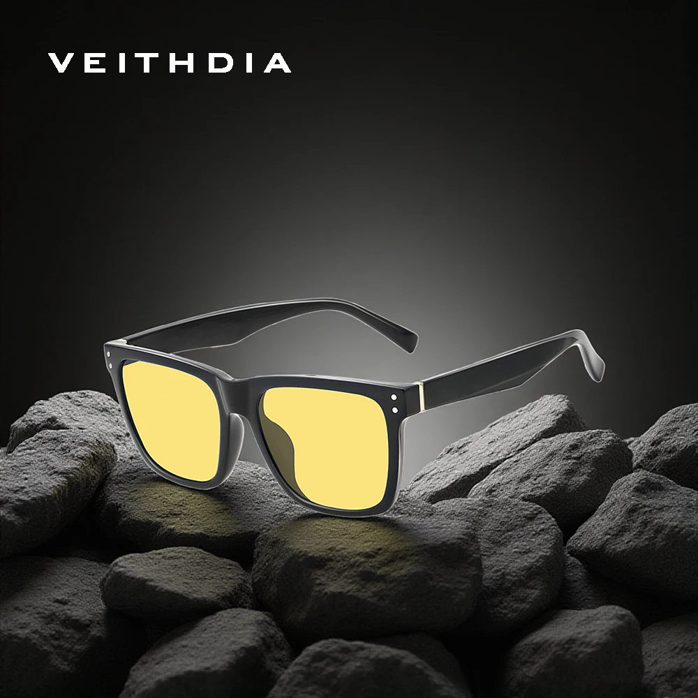 VEITHDIA Marken-Sonnenbrille für Herren, Nachtsichtbrille, photochrome Spiegel-Polarisations-UV400-Linse, Brillen für Männer und Frauen, VFA718