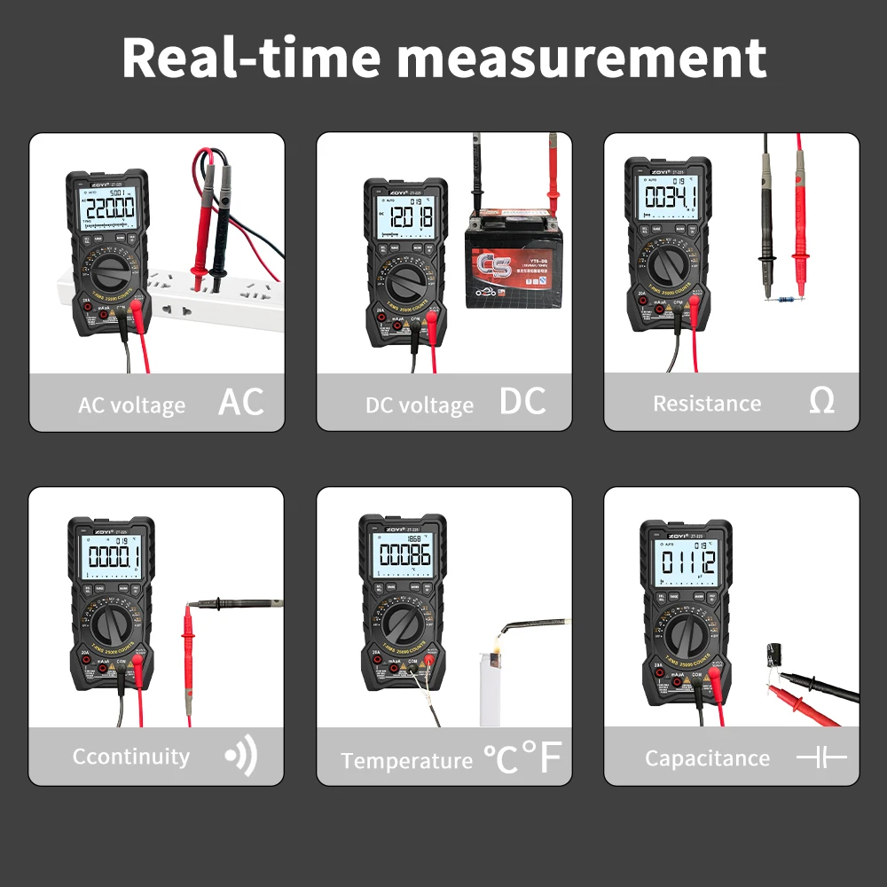 ZOYI 225 high precision digital automatic multimeter electrical maintenance intelligent anti-burn high digital display