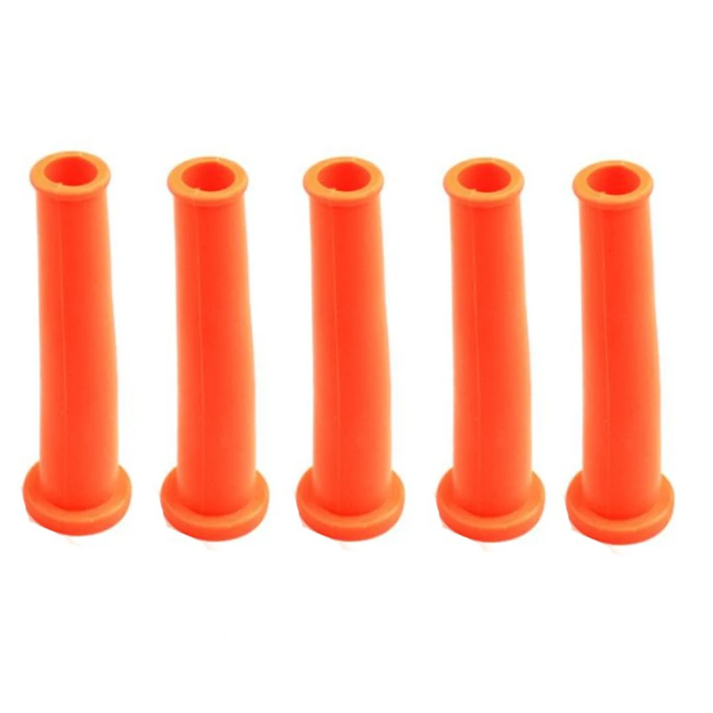 5 Pcs สีส้มยางป้องกันสาย Boot Cover ป้องกันสำหรับลูกหมูแท่นชาร์จแบตเตอรี่สายอุปกรณ์เสริม