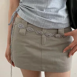 Fashionable Single-layer Retro Style Hollowed Out Pattern Alloy Waist Chain Punk Cowboy Body Chain