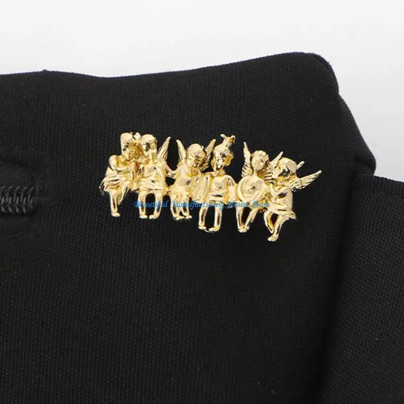 E56A بروش أنيق ذو ستة تشروب، دبوس شارة أنيق، إكسسوار تزيين الصدر من سبيكة للنساء والفتيات، مناسبة يومية