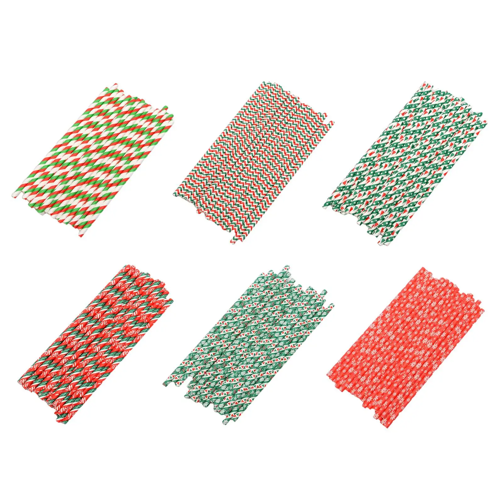 Multicolor Christmas Paper Straws Christmas Decor Decorative Drink Tube for Christmas Celebration Restaurants Wedding