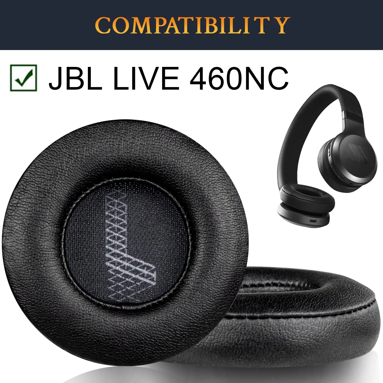 Headphones Replacement Earpads Ear Cushions for JBL Live 460NC/Live 460 NC On-Ear Wireless Noise Cancelling Headpsets