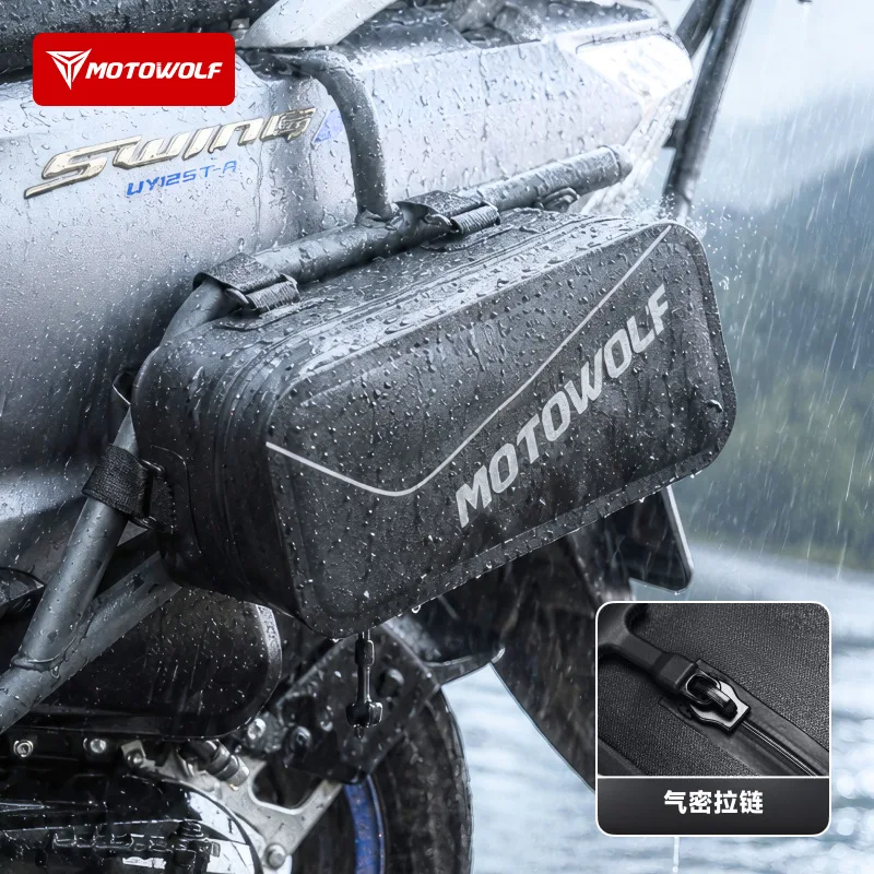 MOTOWOLF Motorcycle Crash Bar Tool Bag Waterproof Side Storage Bag Quick Release Luggage Pouch for Touring Riding Accessories