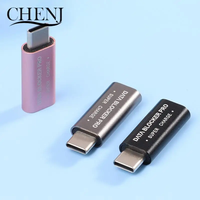 Aluminum Alloy USB Type-C Data Blocker Juice Jacking Prevention Gender Change Connector  33*12.2mm Type-C Data Blocker 5Colors