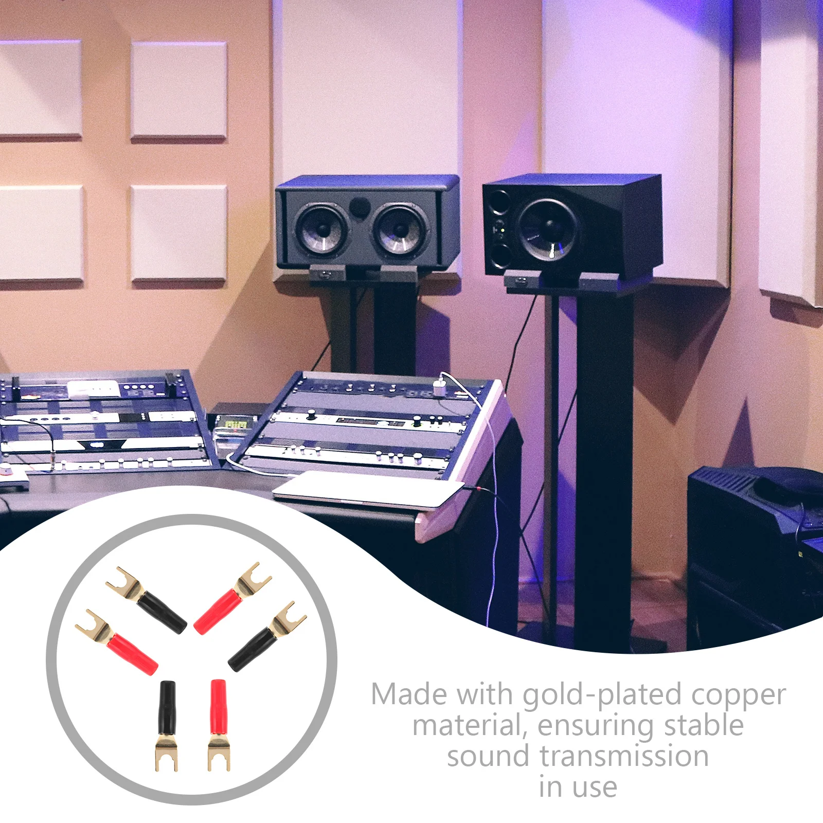 

6pcs U-Shaped Banana Plug Audio Plug Adapter For Speaker Signal Transmission Gold Plated Copper Connector Screw Fork Cable Y