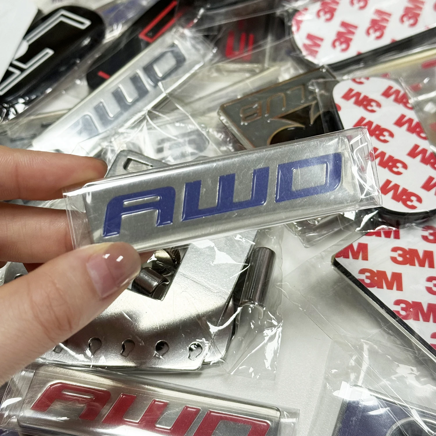 

CHROME BLUE METAL AWD ENGINE RACE MOTOR SWAP EMBLEM BADGE FOR TRUNK HOOD DOOR