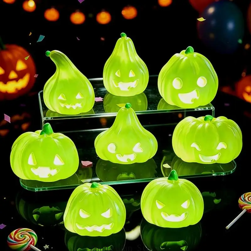 Halloween-Kürbisfiguren für Tischdekorationen, Set aus 8 glatten Miniaturen mit abwechslungsreichem Kürbis-Look, ein – Detail 9