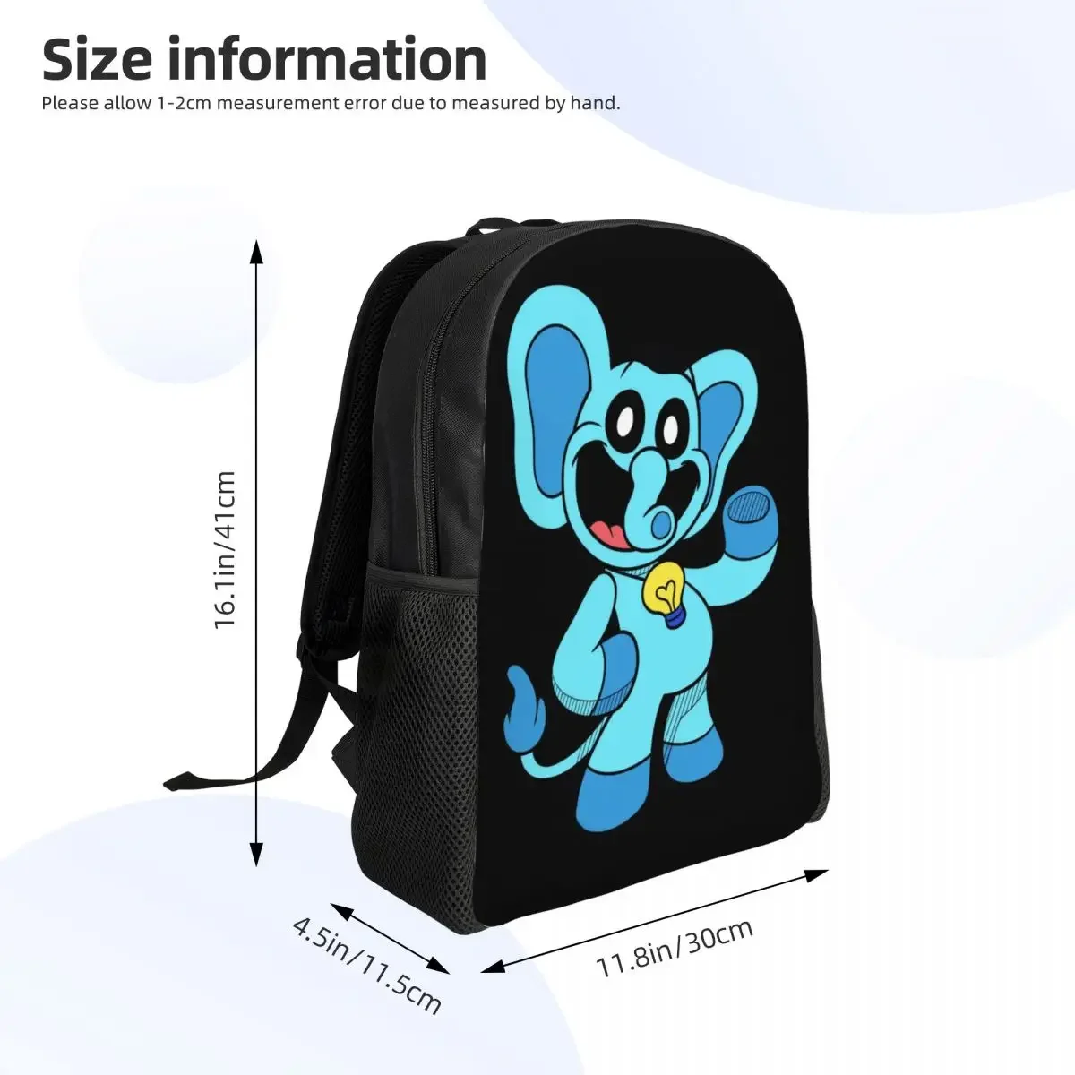 Custom Smiling Big Mouth Elephant Critters Travel Backpack Women Men School Laptop Bookbag Game College Student Daypack Bags