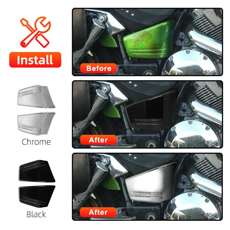 Motorcycle Battery Side Fairing Covers Protection Cap For Honda VTX 1800 C/Custom Models 2002-2004 2006-2008 Motor Accessories