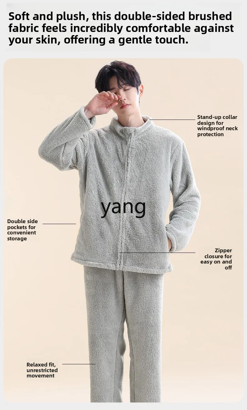 ملابس مريحة من القطن LMM سميكة ودافئة ومريحة تناسب الخريف والشتاء سترة صوفية بسحاب وياقة واقفة يمكن ارتداؤها في الخارج #5
