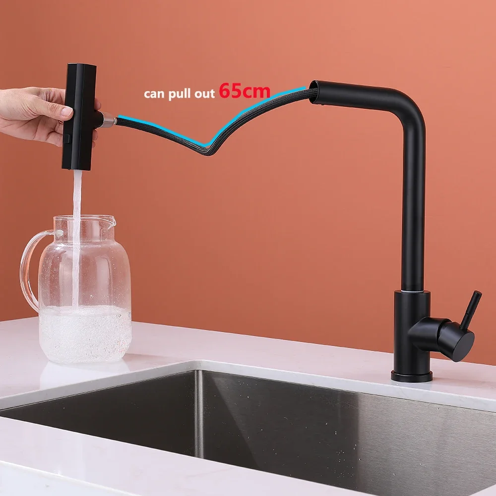Sense Kitchen Faucet  360 ° Rotation Cold and Hot Deck Mounted Pull Out Sink Waterfall Tap