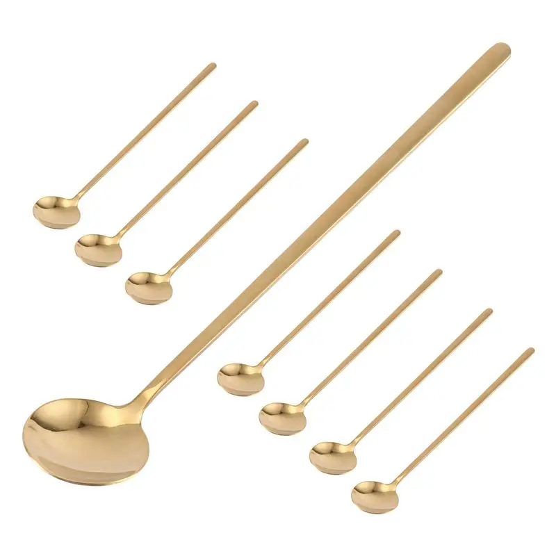 AB46-24PCS 6.7 Inches Coffee Spoons, Stirring Spoons, Tea Spoons Long Handle, Gold Teaspoons, Gold Spoons, Ice Tea Spoons