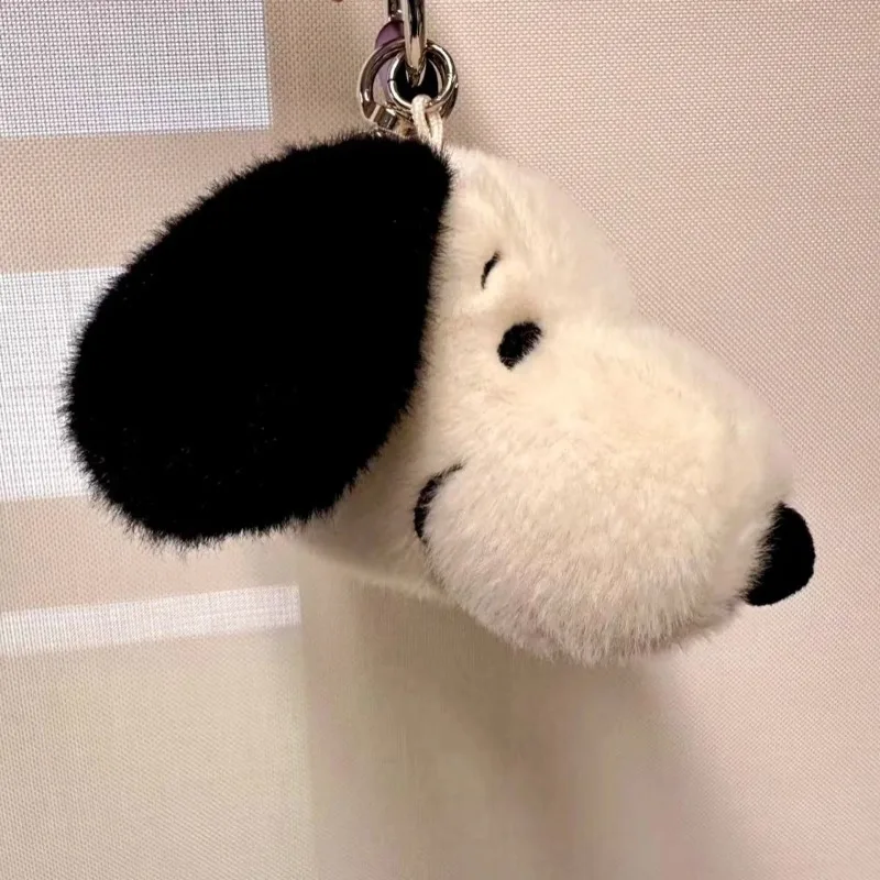 Nowy hit Miniso: Piesek Snoopy z włosami ​ ​ Breloczek z głową, zawieszka Kawaii Snoopy, zawieszka do torby na ramię, prezent urodzinowy dla przyjaciół