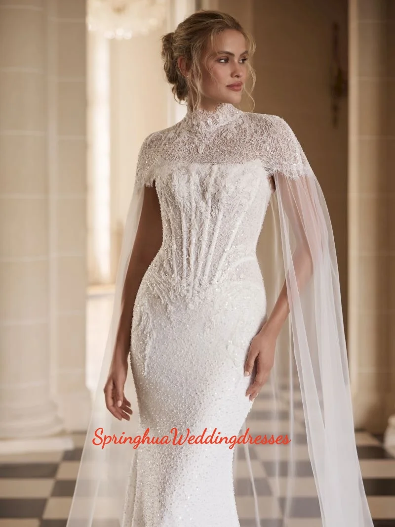 Customized Elegant Vintage Appliqued Wedding Dress 2027 Sweetheart Lace Mermaid 2 In 1 Jacket Bride Gown Vestidos De Novia