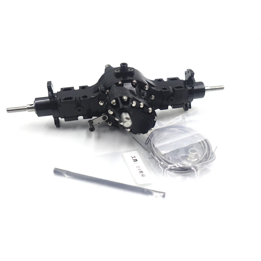 Rear Through-axle CNC Full Metal Differential Lock Power Axle for 1/14 Tamiya RC Truck Trailer Scania Benz Actros Volvo MAN LESU