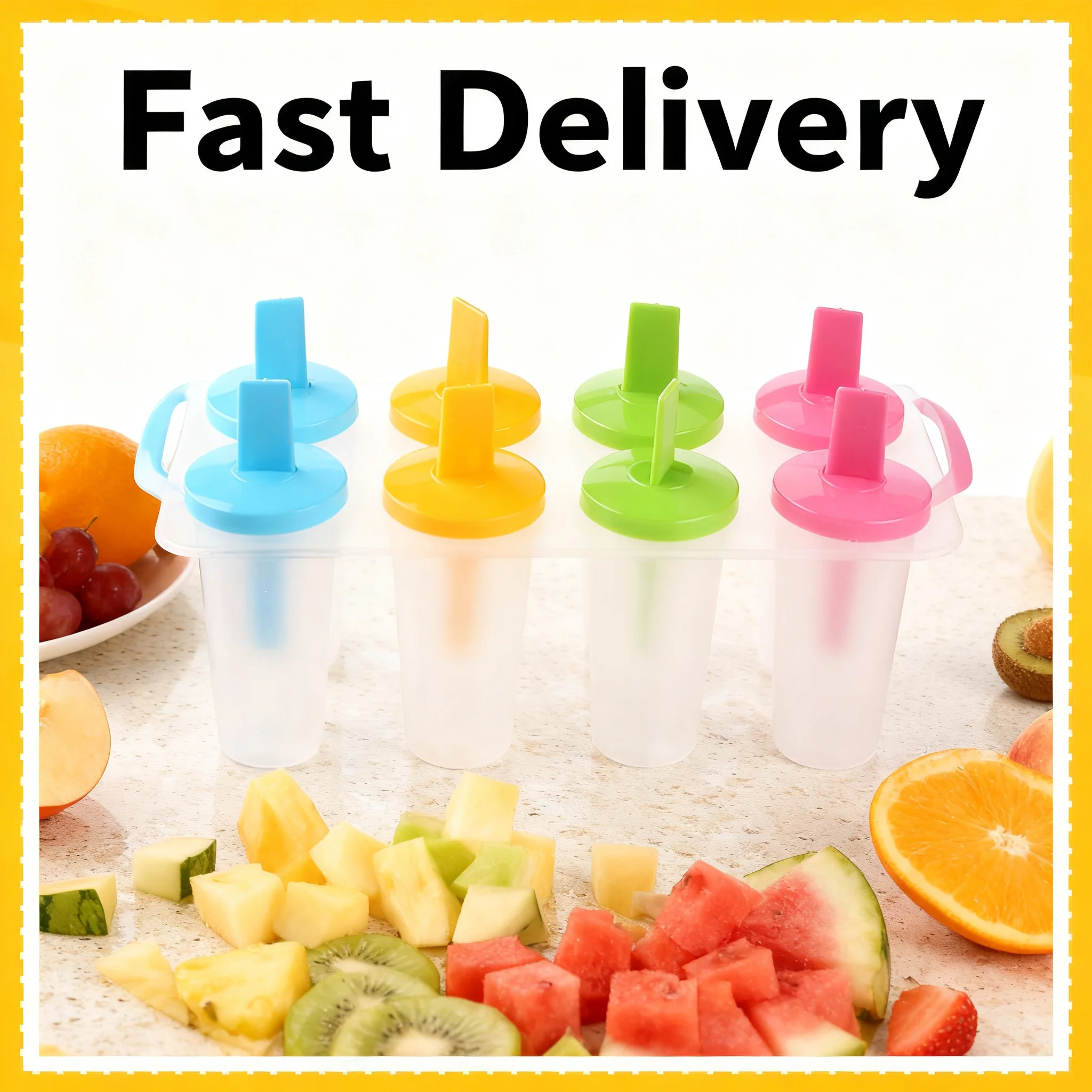 High-end 8 Cell Silicone Ice Cream Popsicle Mold With Handle Summer Tray Children's Mold Cream Mold Cream Ice Maker Ice Tool