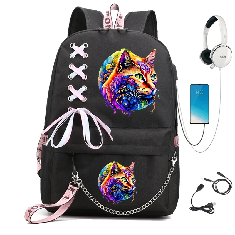 Modne tornister dla dziewcząt duże plecak studencki wysokiej plecak szkolny dla uczniów torby plecak studencki akwarelowe bag back Usb Kawaii