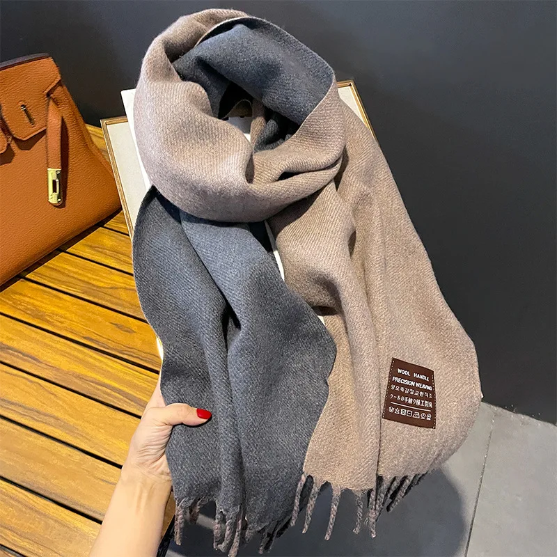 Men Scarf Fashion Double-sided Imitation Cashmere Women Autumn Winter Versatile Protection Shawl Boy Chrismas Gift Male Female