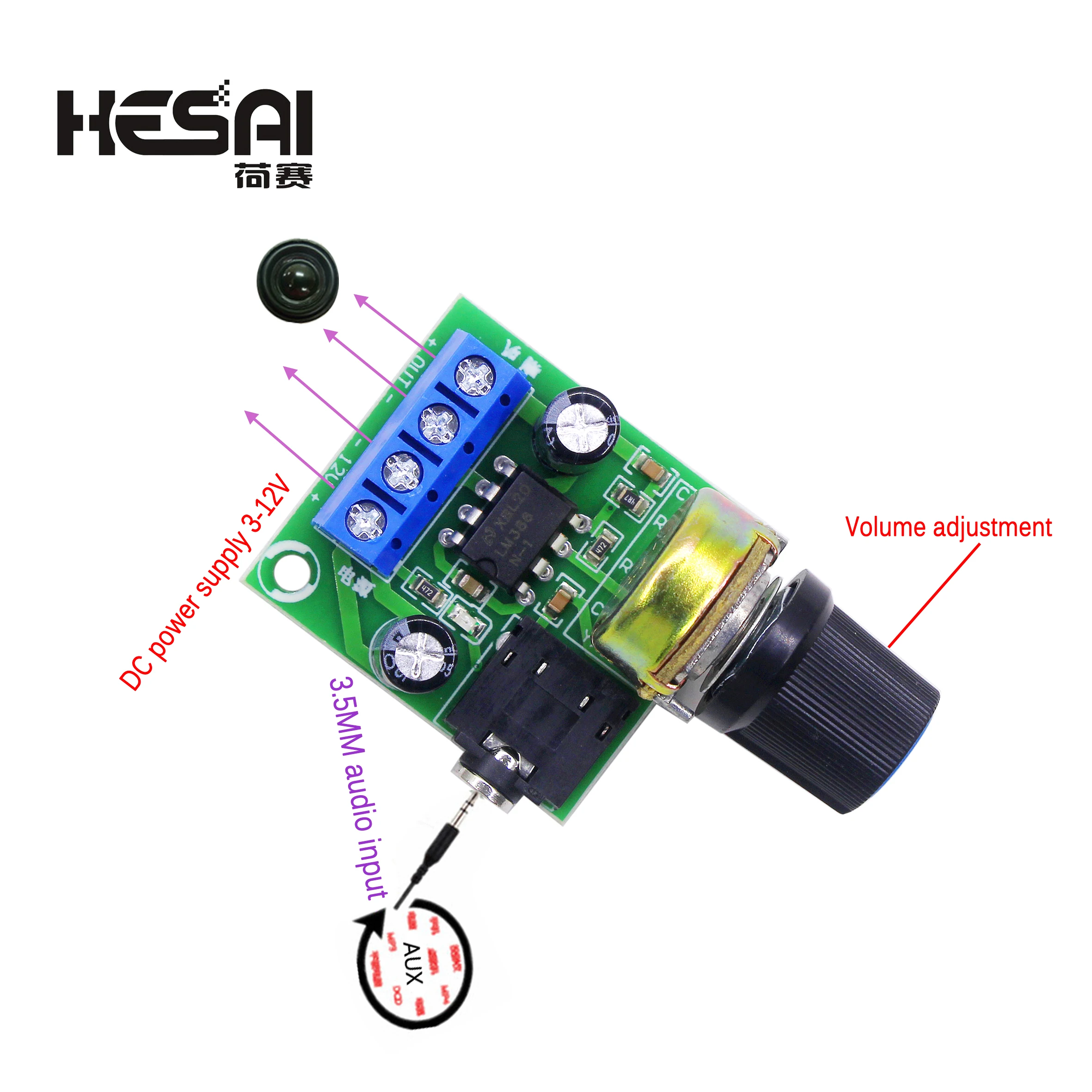 DC 3V-12V LM386 Mono Mini Power Amplifier Board YX1667 Audio Power Amplifier Board Adjustable Volume Mini Power Amplifier Module
