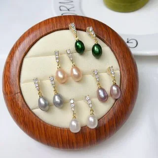 Freshwater Pearl Earrings Niche Design Studs A Variety Of Colors Classic And Versatile Optional