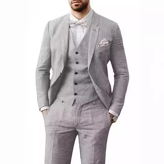 Men Suits Single Breasted Blazers Vest Blazer Sleeveless Party Business Ankle Length Straight Pants Pockets Zipper Fly 2025