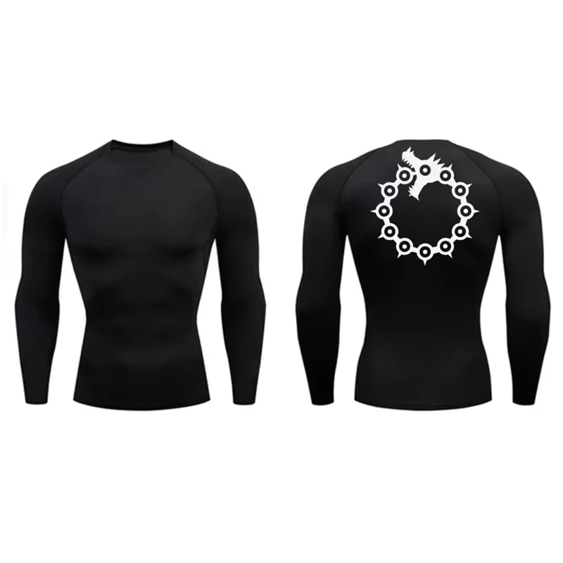 

Men's Graphic-Print Athletic Compression Shirt: Long-Sleeve for Spring & Fall, Quick-Dry Fabric, Baselayer/Undershirt RL621