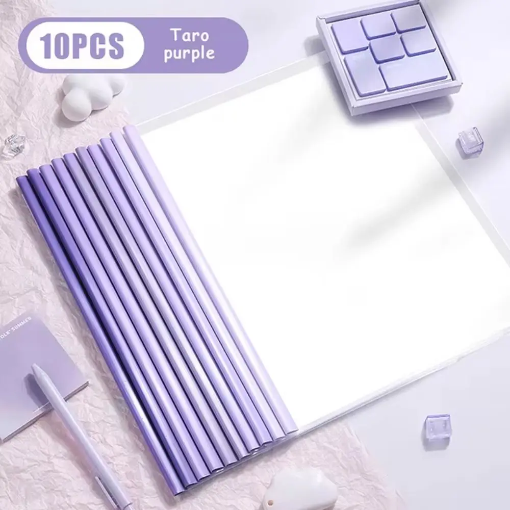 10pcs Gradient Morandi Color A4 Draw Rod Folder Transparent Large-capacity Test Paper Storage Clip Waterproof Thickened