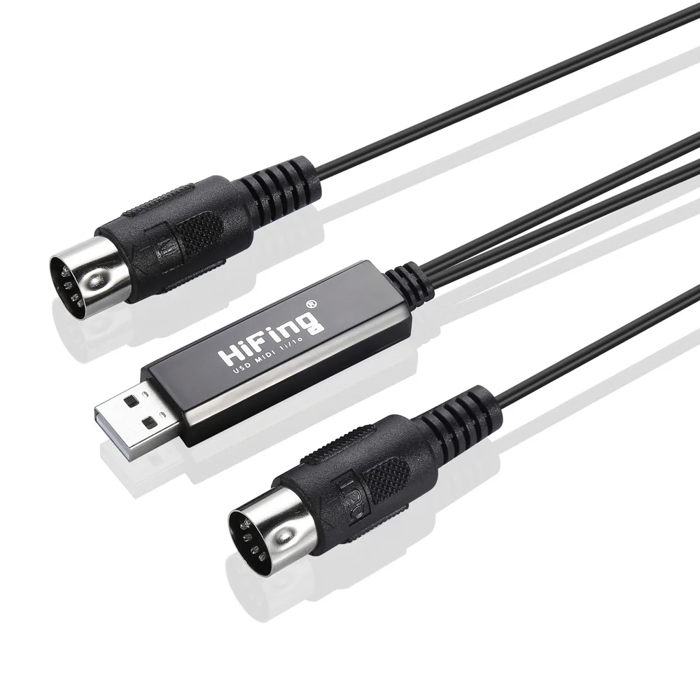 HiFing USB IN-OUT MI Cable One In One Out Interface 5 Pin Line Converter PC to Music Keyboard Adapter Cord