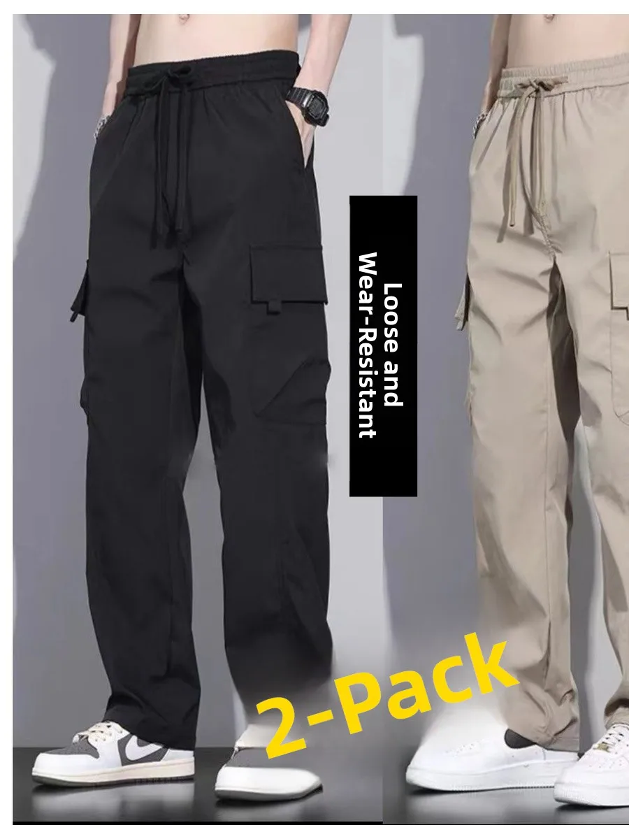 

Loose Straight Leg Workwear Trousers Men's Casual Long Pants Outdoor Windproof Multi-ket Wear-resistant Youth Faion Poly...