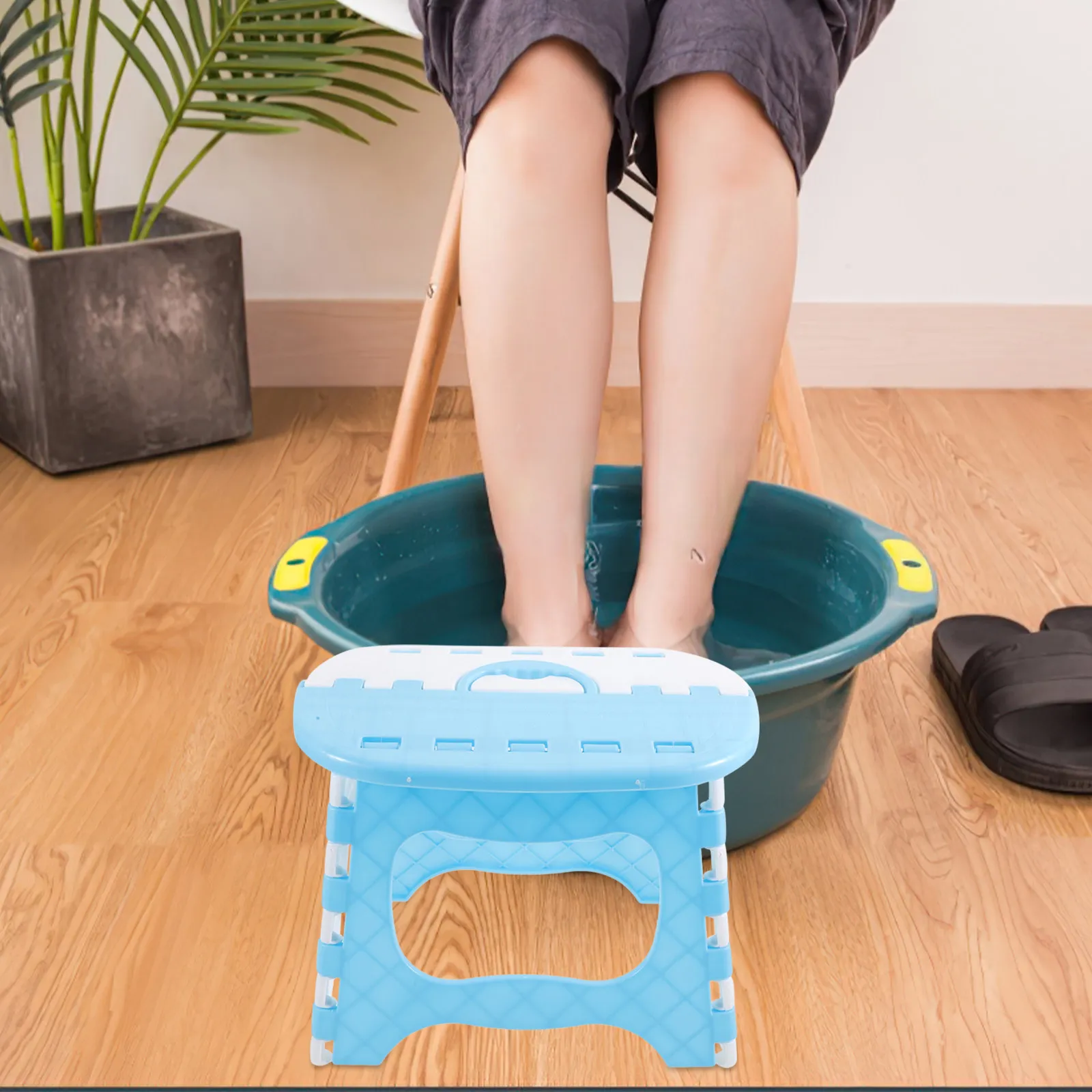 

Folding Step Stool for Kids Portable Lightweight Bathroom Kitchen Rv Use with Textured Non Slip Surface Easy One Hand Open