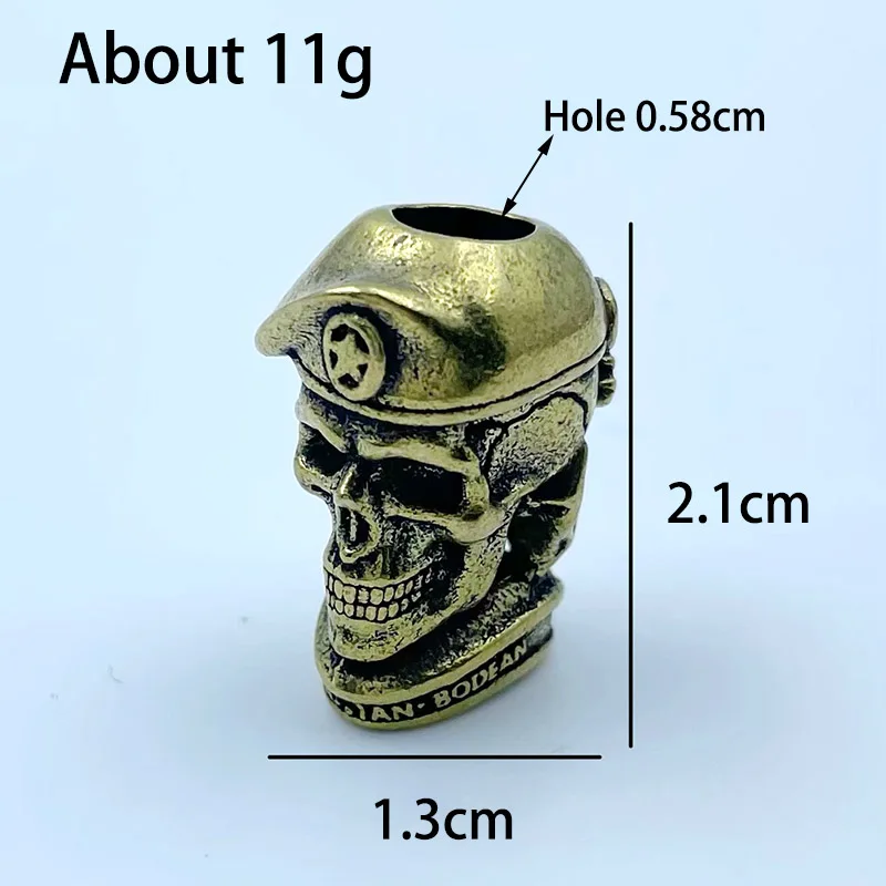 Brass EDC Five-pointed Star Hat Russian Skull Soldier Knife Beads Lanyard Pendants Jewelry Metal Copper Paracord DIY Accessories - view 6