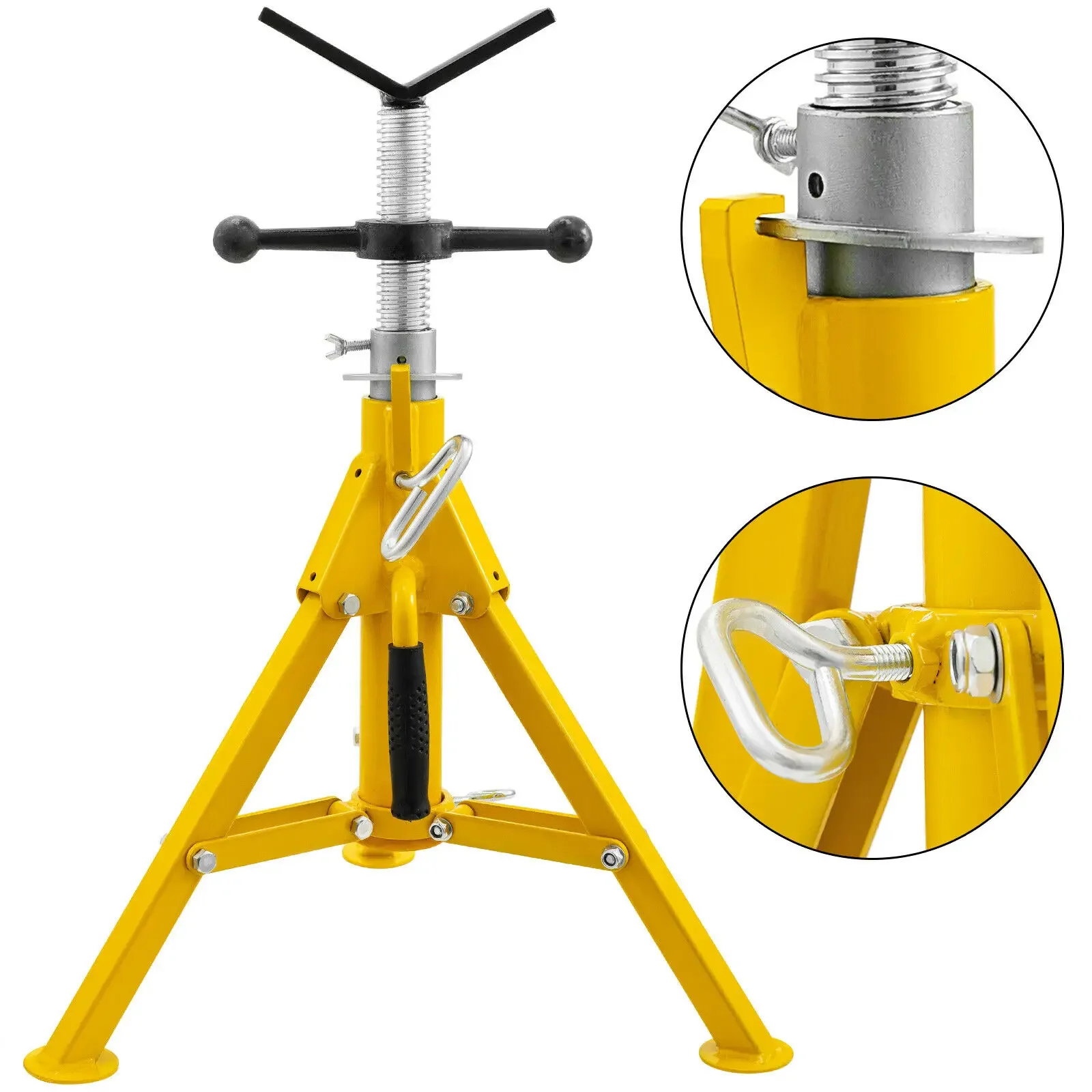 Adjustable 1.5Ton Pipe Jack Stand Pipe Supporting Stand with Transfer V-Head and Folding Legs