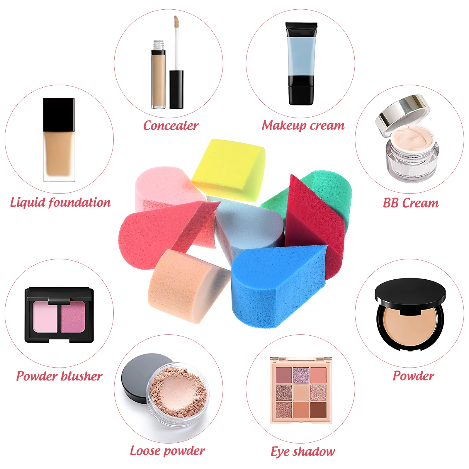 8 ชิ้นเครื่องปั่น Miss Women's Makeup Sponge Applicator เครื่องมือขนาดใหญ่สําหรับรองพื้น