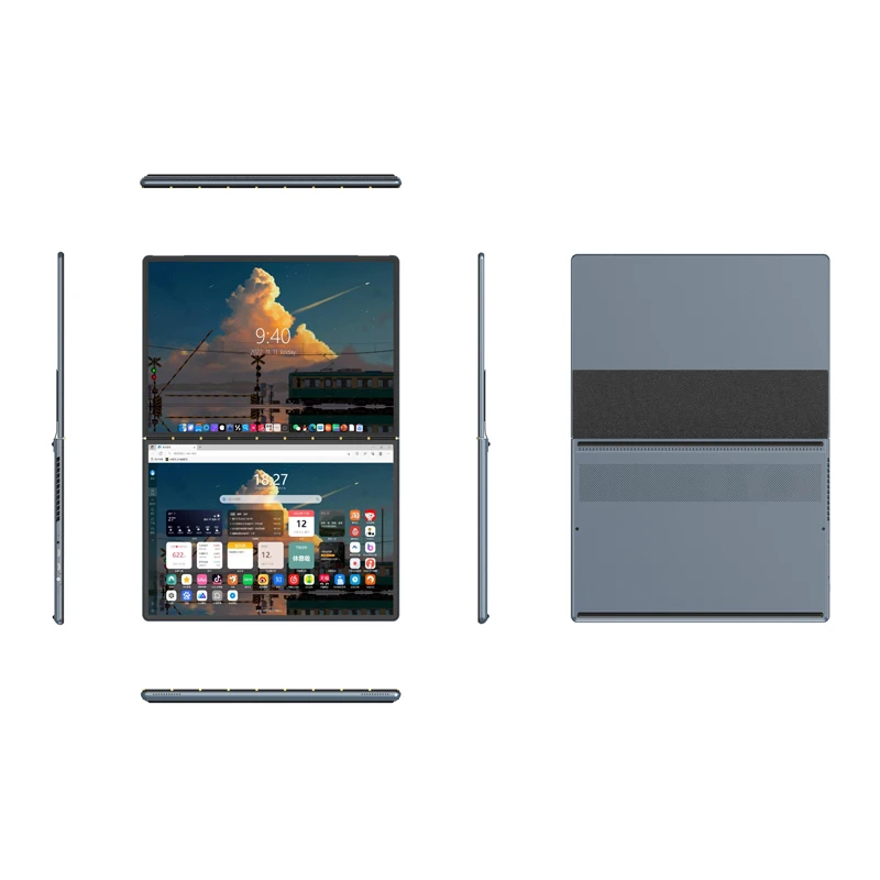 OEM جديد 14 بوصة شاشة مزدوجة تعمل باللمس الأعمال الكل في واحد محمول مزدوج PC N100 DDR5 16GB PC 2 في 1 كمبيوتر محمول Win11 System