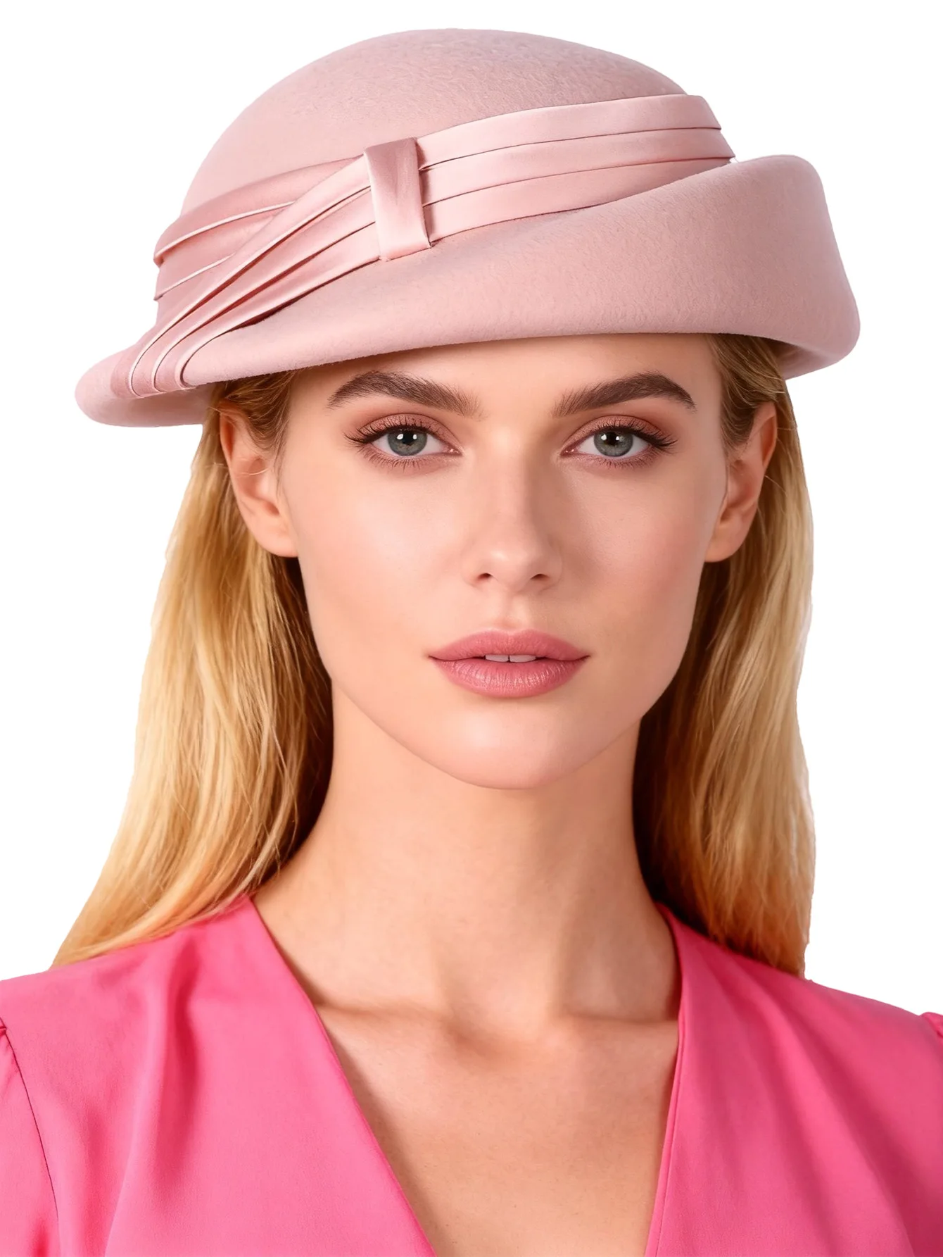 Elegant Wool Felt Fascinator Hat for Women Winter Beret Cap with Ribbon for Wedding Formal Church Tea Party Dress Millinery