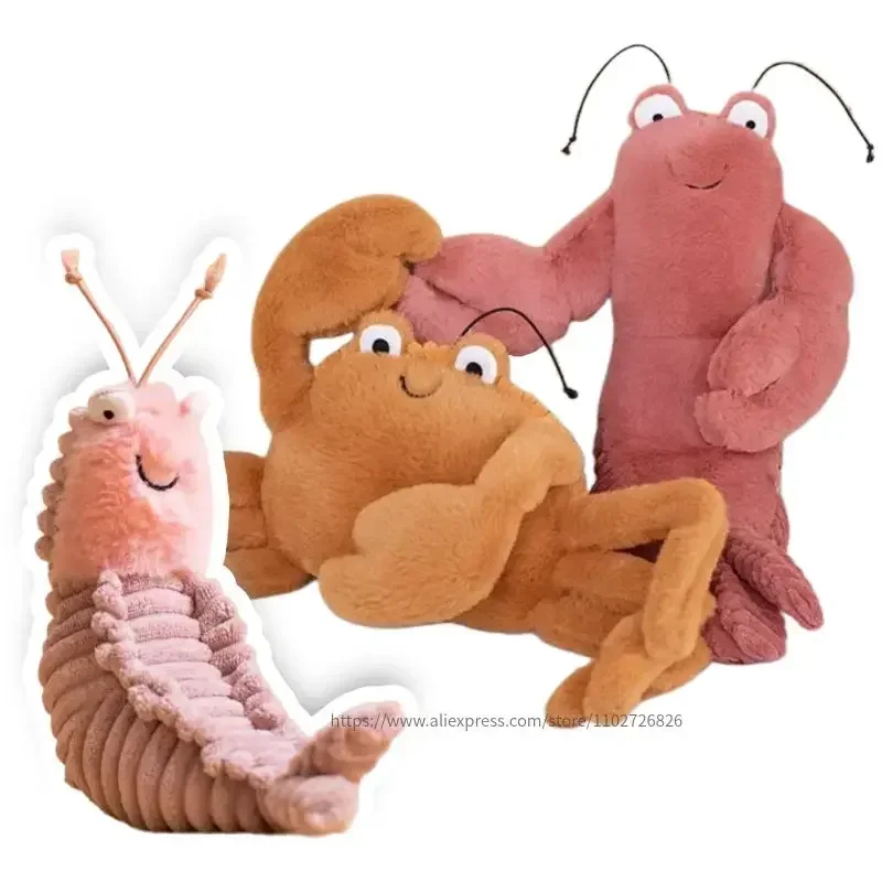 

Funny Stuffed Cartoon Sea Animal Adorable Soft Lifelike Lobster Crab Plueshie Toys Baby Appease Doll for Kids Birthday Xmas Gift