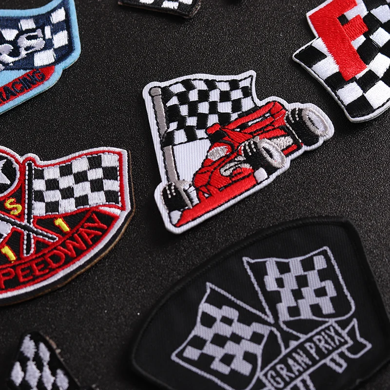 F1 Racing Contact Signal Flag Embroidery Cloth Patch Racer Club Clothing DIY Epaulettes Armbands Iron-on Patches