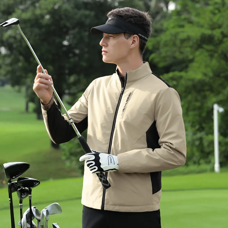 PGM2025 Mens Golf Windbreaker Waterproof Stand Collar Jacket Autumn Winter Training Wear