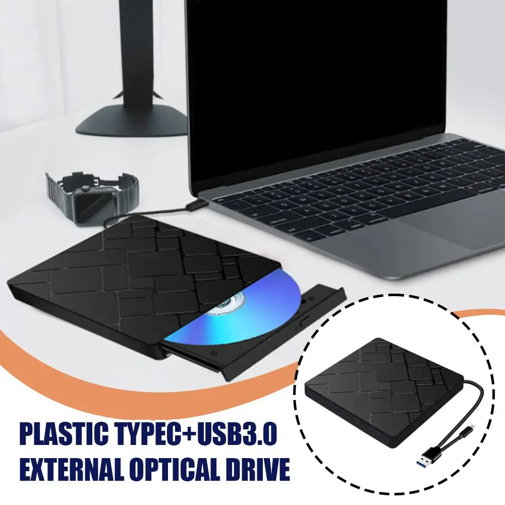 

Dual TypeC USB 3.0 External Optical Drive Portable External Accessories DVD Blu-ray Portable Writer VCD Thin Drive CD G2C4