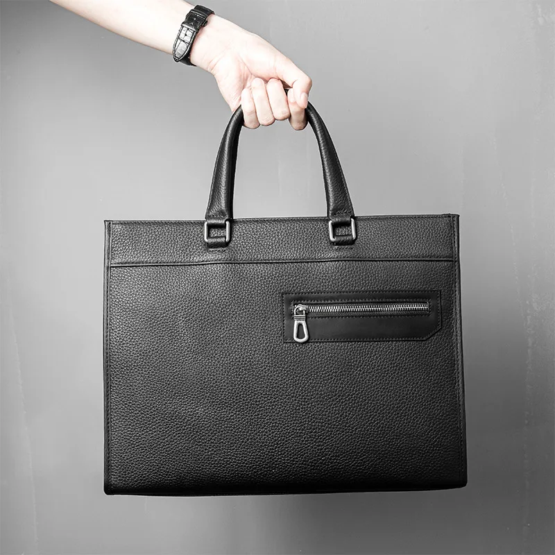 جديد حقيبة يد جلدية حقيقية رجال الأعمال جودة حقيبة واحدة سحب الطبقة العليا جلد البقر الأفقي سعة كبيرة حقيبة لابتوب