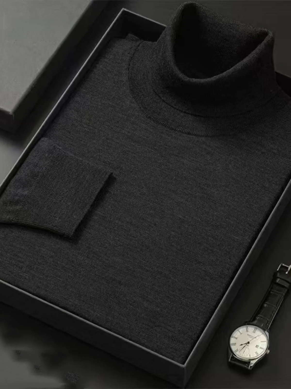 

Eorduo Men's Knitted High Collar Thin Sweater Spring Autumn Sle Large Size Casual Faion Soft Material Busin Casual