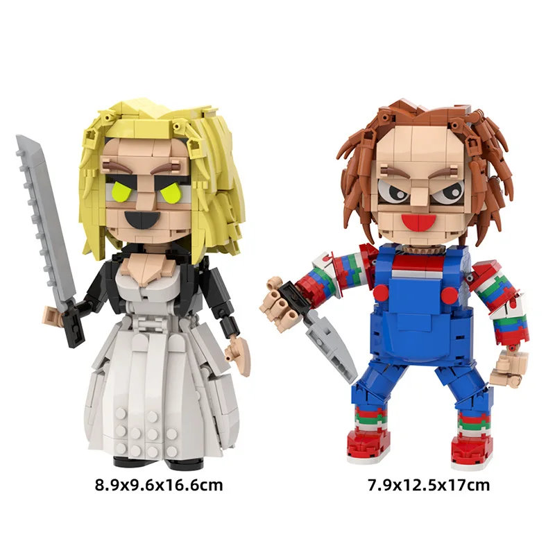 

MOC Horror Movie Chucky Tiffany Brickheadz Building Blocks Action Figures Education Model Toys For Kid Halloween Birthday Gift