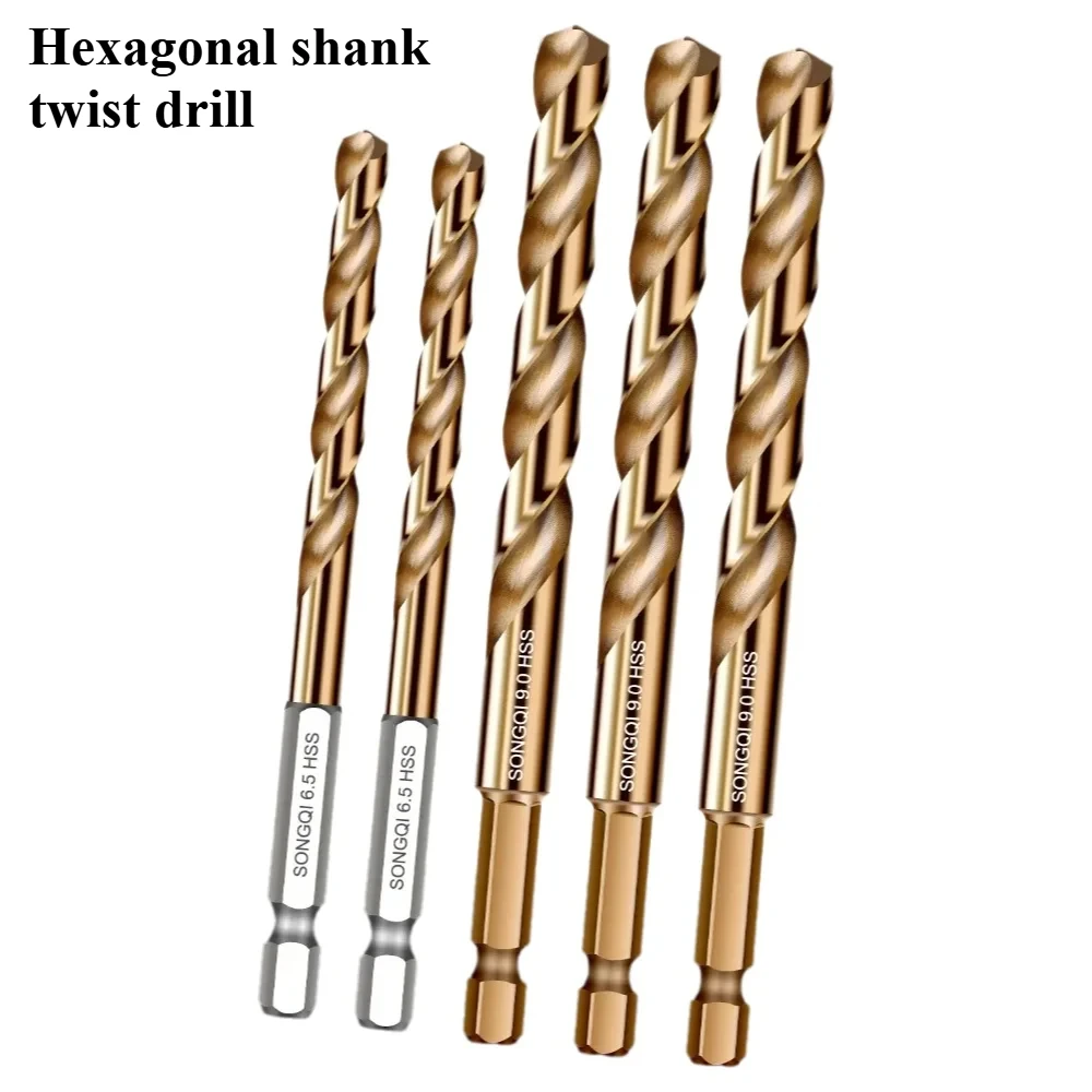

Hexagonal shank twist drill set, Cobalt Twist Drill, High Hardness Punching Steel Alloy Hand Drill Bit for Stainless Steel